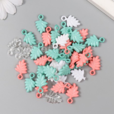 Decor for creativity "Leaves. Mint, peach, white and transparent" NR 20 g 2.2x1.4x0.4 cm