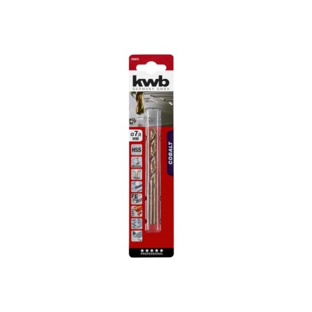 Metal drill KWB HSS-CO, cobalt, d = 7 mm, shank d = 7 mm, din1412c-1