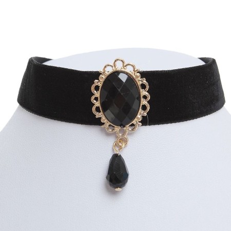 Choker "Alexandria" openwork, oval, black color in gold, 30 cm