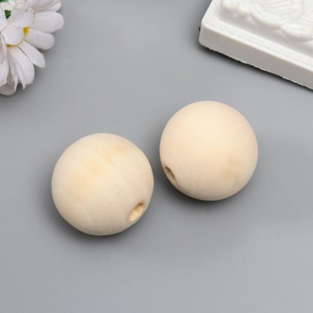 Wooden beads d = 30 mm (set 2 pcs) without coating-1