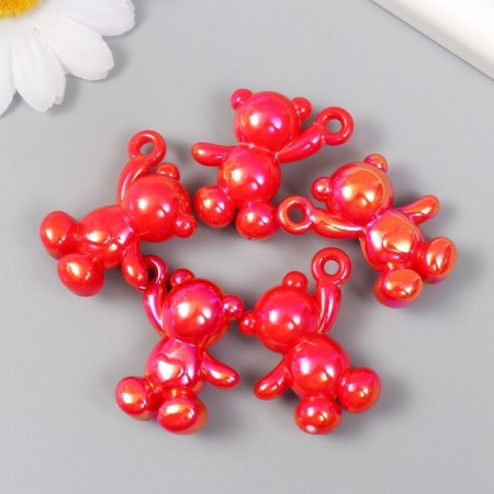 Decor for creativity Plastic "Pension Bear with a loop" red 3x1.4x3.1 cm-2