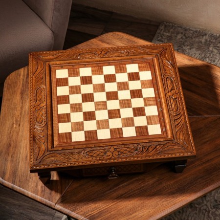 Handmade chess "Classic with a harsh", on legs, 50x50 cm, walnut array, Armenia-1