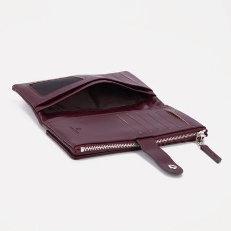 Women's wallet on the button, burgundy color-2