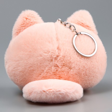Soft toy "Cat-shred" on a key fob, 11 cm, pink color-2