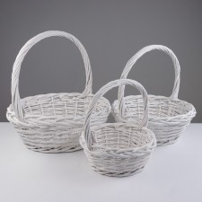 A set of baskets, 3 pcs, 45x17/46 cm, 36x14/38 cm, 27x11/30 cm, white, vine