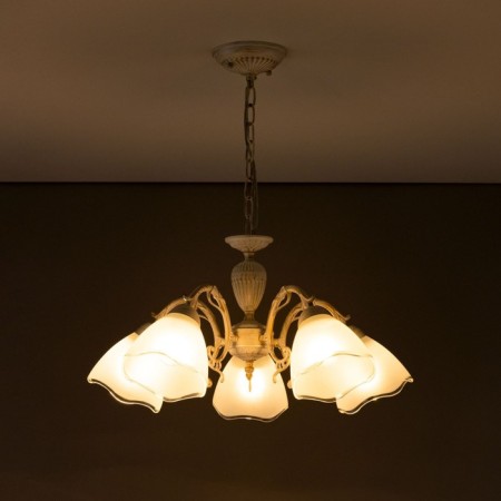 Suspended chandelier Citilux "Latur" CL413250, 36x33 cm, 5x75W, e27, white color-15