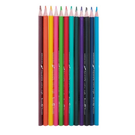 Pencils of watercolor 12 colors BrunovisConti Aquarelle, three -sided-2