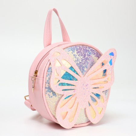 Baby backpack on a zipper, light pink color-1
