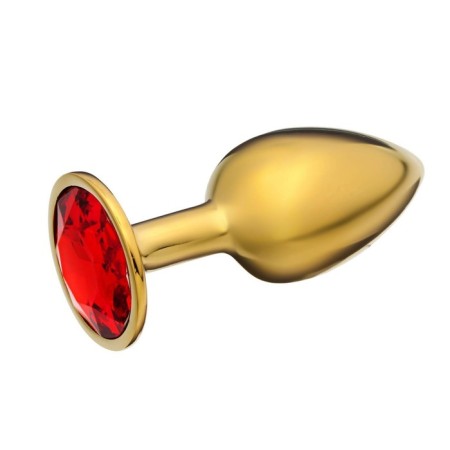 Anal traffic jam-hoods, gold, red crystal, d = 27 mm-1