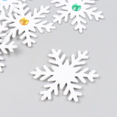 Decor "Snowflake with Strose" white 6.5 cm foam (set 6 pcs)-2