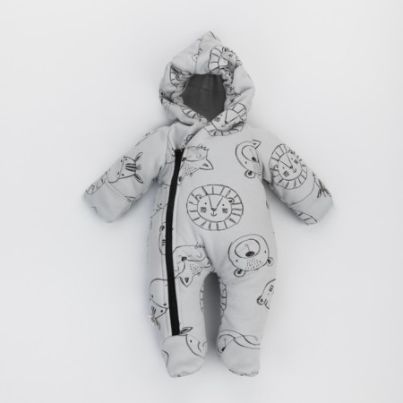 Kinderlitto children's jumpsuit “New friends. Beasts on gray ", height 68-74 cm-1