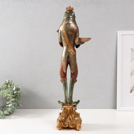 Polystone candlestick with a clock "Frog in the crown" 17x14.5x57.5 cm-2