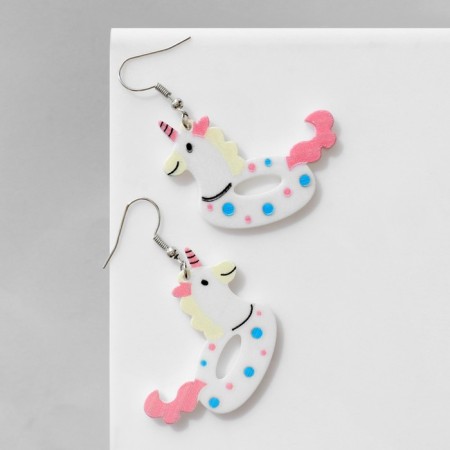 Acryl Earrings "Unicorns", colored in silver-2