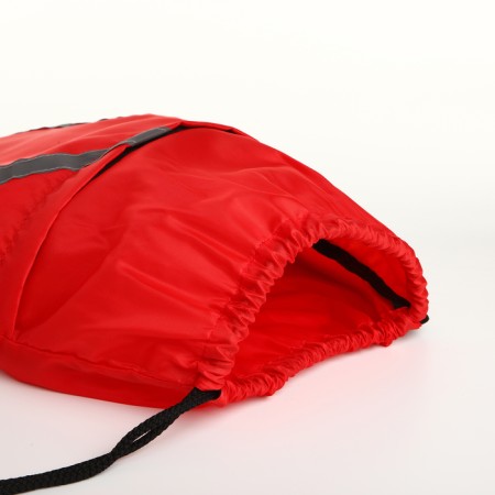 A bag for shoes on a lace, “ZFTS”, an outer pocket, a reflective strip, red color red-2