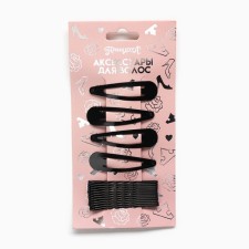 Invisible black 12 pcs, 5 cm, hairpin click-crac 4 pcs, 5 cm, set, princesses