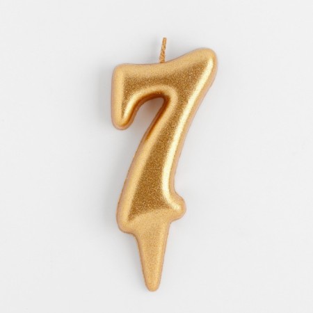 Candle for the cake figure "Oval" Golden "7, large, 5.5 cm-2