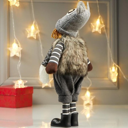 Interior doll "Girl in a fur coat and hat hat" 33 cm-3
