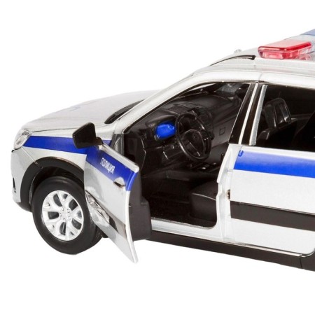 Metal machine “Lada Police” 1:24, silver color, doors, hood and trunk, light and sound effects open-4
