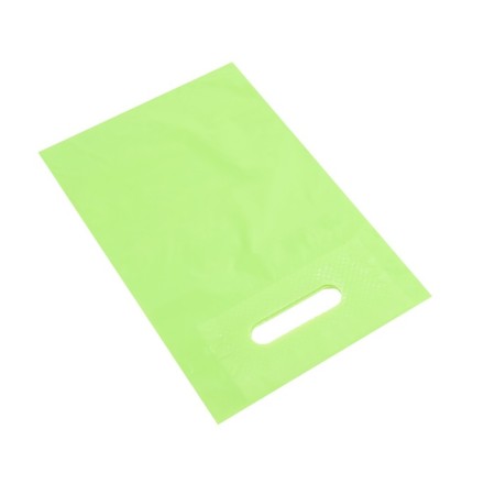 Polyethylene package with a cut handle, light green 30-40 cm, 30 μm-1