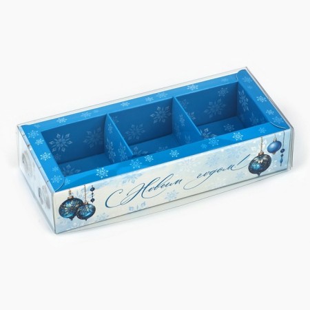 Box for 3 sweets with cells "Frosty luxury", 14.5 x 6 x 3 cm, New Year-1