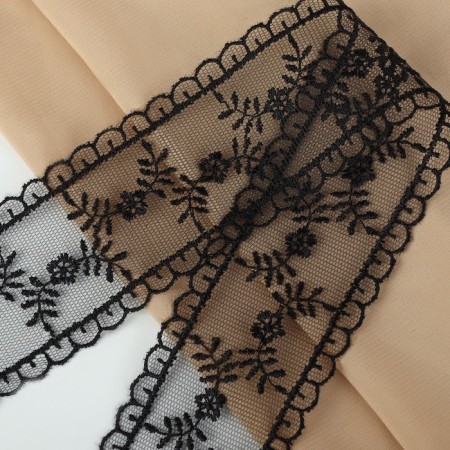 Lace on a grid, 50 mm × 11 ± 1 m, black color-1