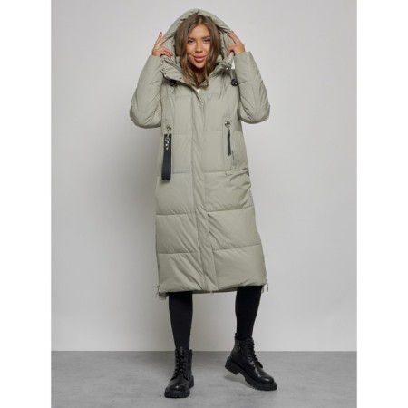 Coat insulated winter female, size 42, green color-4