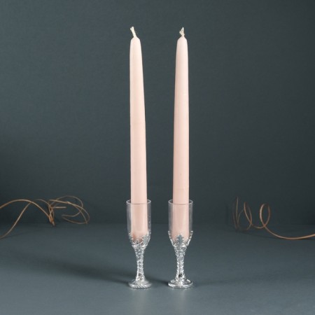 Glass candlestick, plastic "glasses" silver set 2 pcs 10.5x3x3 cm-2