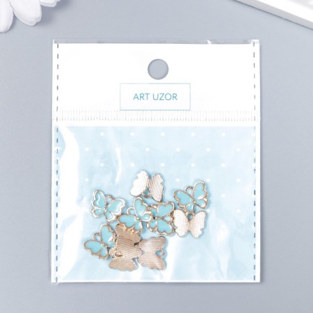 Decor for creativity metal, enamel "Butterfly" blue 1*1.3 cm-3