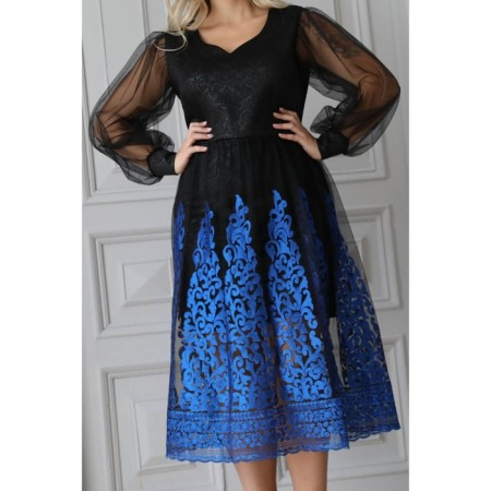 Female dress, size 52, black color, blue-3