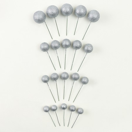 Set for decoration "beads", set 20 pcs, color silver-2