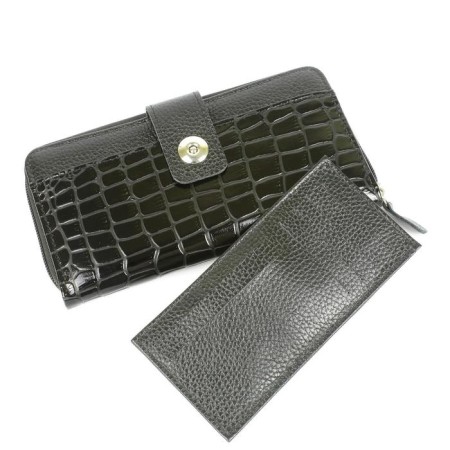 Lightning wallet with Cardholder, 2 PODD. for bills/1 for coins/12 for cards, black color-2