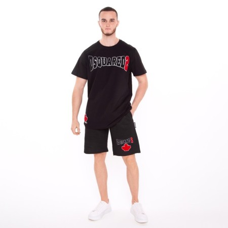 Male suit (T -shirt/shorts), black color/print mix, size m