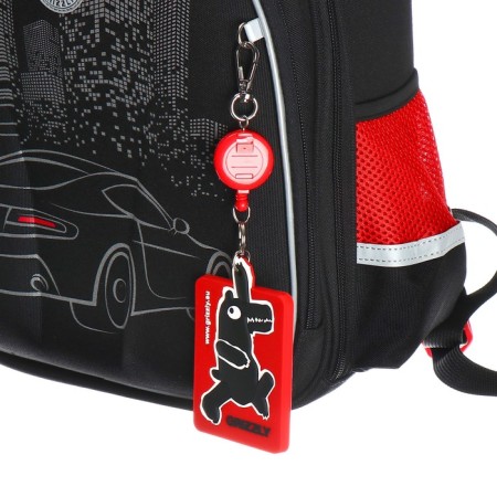 Frame backpack, 36 x 28 x 20 cm, Grizzly RAZ-287, with a cardholder, black/red RAZ-287-81-9