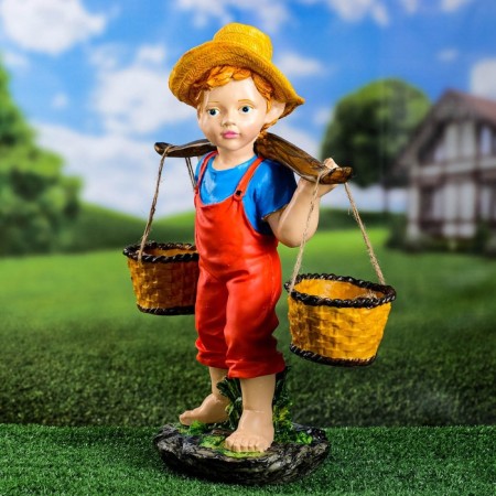 Garden figure "Boy with a rocker" 48x40x19cm-3