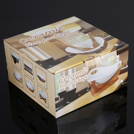 Ceramic Esthet Ceramic salad bowl, 2 l, on a wooden stand-5