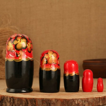 Matryoshka 5 puppet "Nata" with God's cow, 14-15cm, manual painting.-1