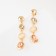 Earrings with bloom rhinestones, beige-brown in gold