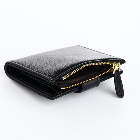 Women's wallet on the button, black color-3