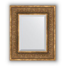 Mirror with fatset in the baguette frame - Bronze monogram 101 mm, 49 x 59 cm, evoForm