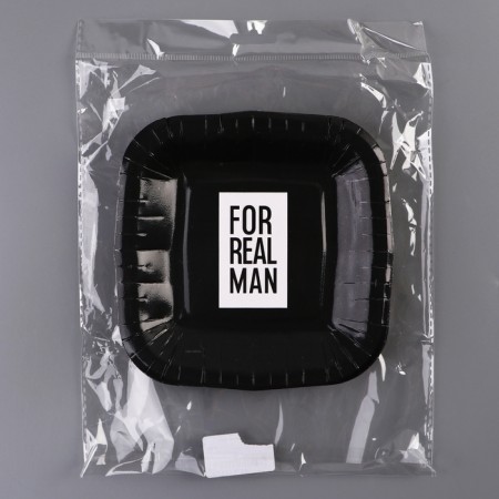 Disposable plate of square paper "man", black, 16.5x16.5 cm-5