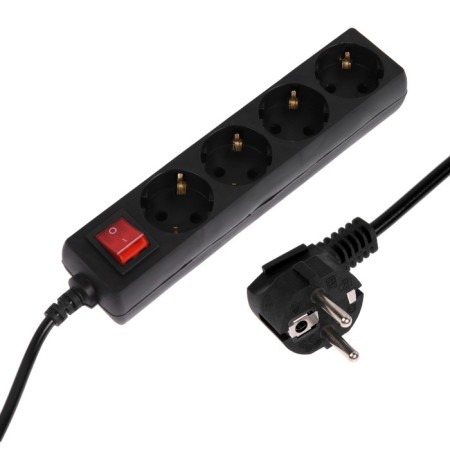 Network filter 5Bits SP4B-250 4S, 4 sockets, 5 m, 10 A, 3x0.75 mm2, with salary, with off., Black