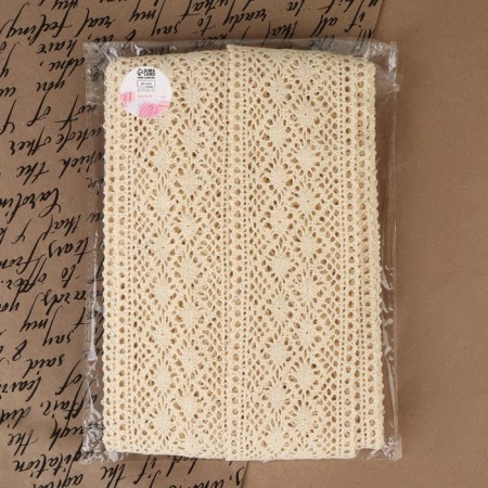 Knitted lace, 70 mm × 10 ± 1 m, beige color-3