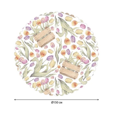 Gablip on the table "Tulips as a gift", round, Saten, d = 150 cm-1
