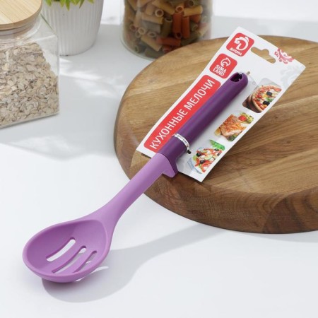 A spoon of culinary with slots of the share "Megar", 29 cm, purple color-3