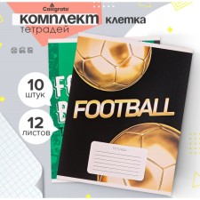 A set of notebooks of 10 pieces, 12 sheets in the Calligrata Football cage, cover coated cardboard, VD-clip, offset block, 5 types of 2 pieces