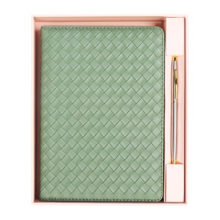 Gift Davente.clair: Diaoon Lowed A5 136 sheets, hard cover, block 70, green + ballpoint pen