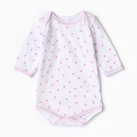 Body baby with long sleeve, white/heart color, height 74