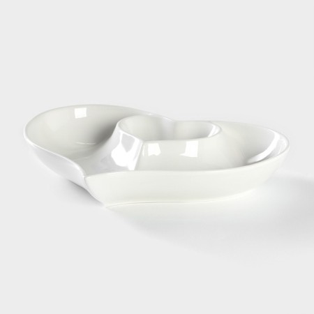 Ceramic dish with sauce "Heart", 28 × 22 × 4 cm, white color-1