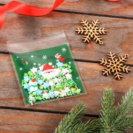 BOPP package with sticky tape, "Happy Christmas", 10 x 10+3cm-4
