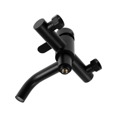 Bath mixer Zein Z3491, curved spout, shower set, stainless steel, black-6